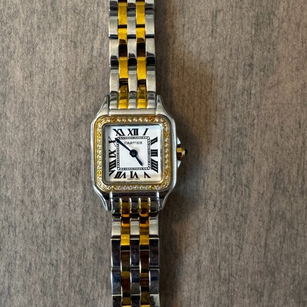 Panther Watch Mixed Metal 22mm Gold Silver Slim Wrist 6"